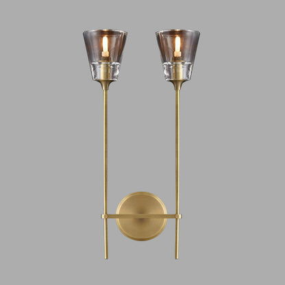 Rynx | Cone-Shaped Bathroom Wall Light Retro Clear Glass 1/2 Light Black/Brass LED Wall Mount Lighting