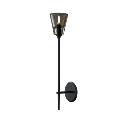 Rynx | Cone-Shaped Bathroom Wall Light Retro Clear Glass 1/2 Light Black/Brass LED Wall Mount Lighting