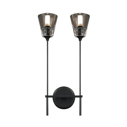 Rynx | Cone-Shaped Bathroom Wall Light Retro Clear Glass 1/2 Light Black/Brass LED Wall Mount Lighting