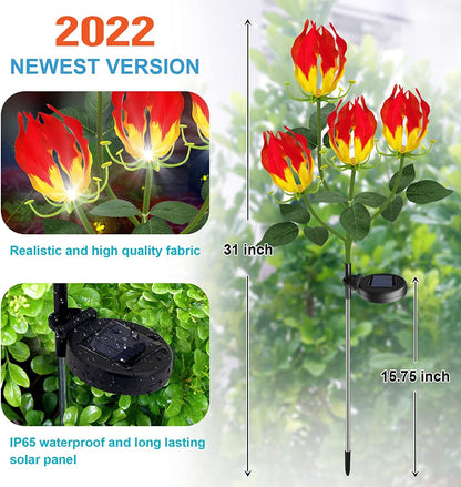 Rynx | Solhage Light, Latest Version Garland Lily Sunflower Light Outdoor Solar Powered Stake Decorative Lights for Garden, Pathway, Patio, Front Yard Outdoor Decoration