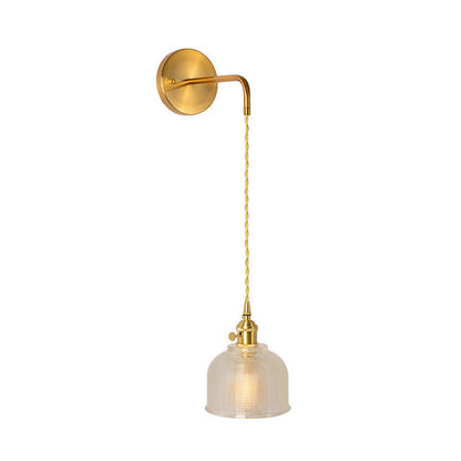 Rynx | 1 Light Wall Mounted Lighting Traditional Dome/Cone Clear Prismatic Glass LED Sconce Fixture in Gold
