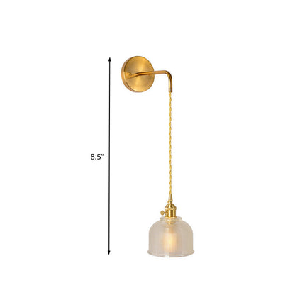 Rynx | 1 Light Wall Mounted Lighting Traditional Dome/Cone Clear Prismatic Glass LED Sconce Fixture in Gold