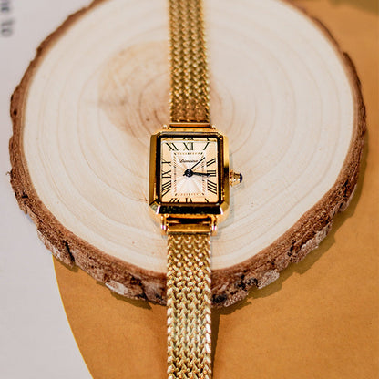 Rynx | Rectangular Milano Mesh Belt Middle Antique Clock