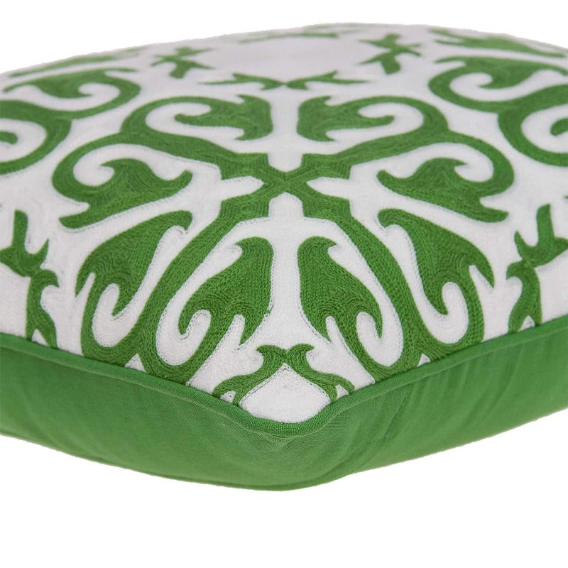 Rynx | Traditional Green and White Accent Pillow 20"x20"