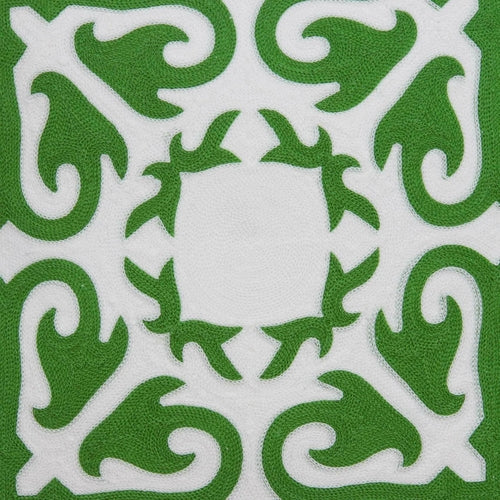 Rynx | Traditional Green and White Accent Pillow 20"x20"