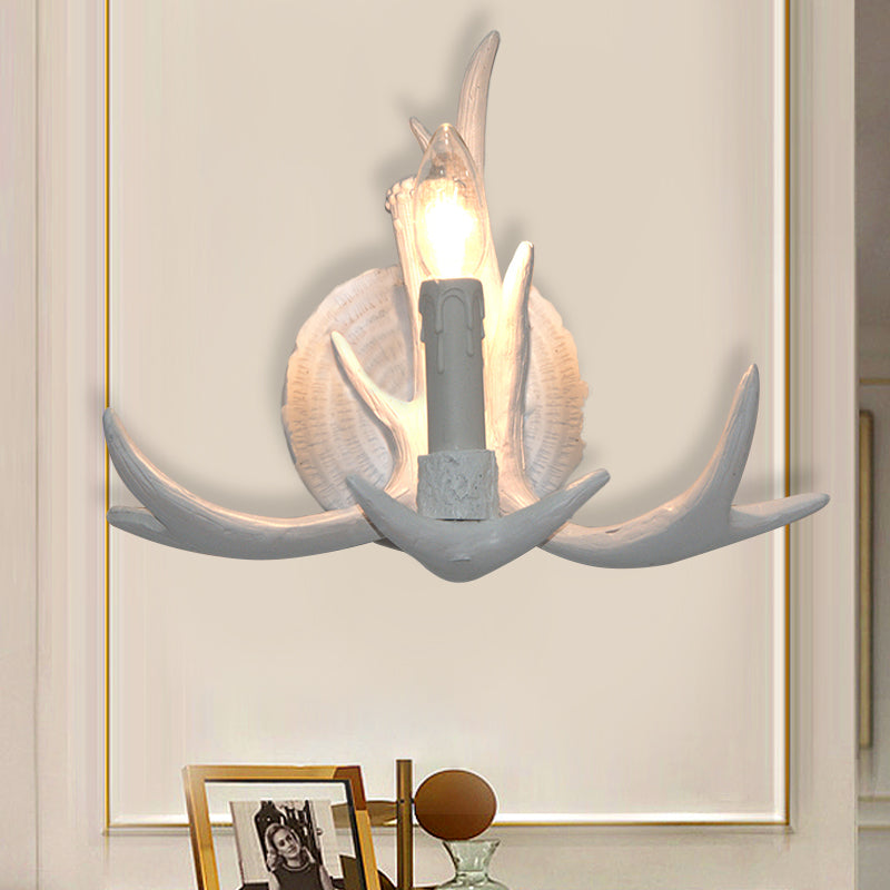 Rynx | 1 Light Exposed Bulb Wall Lamp Traditional White/Wood Resin Wall Lamp Fixture for Hallway