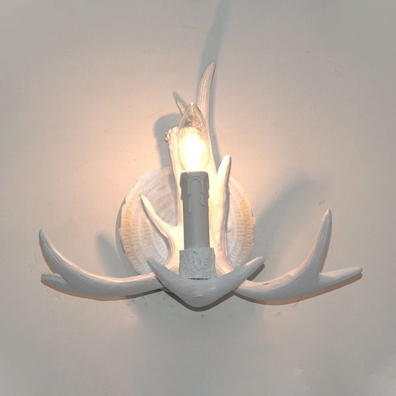 Rynx | 1 Light Exposed Bulb Wall Lamp Traditional White/Wood Resin Wall Lamp Fixture for Hallway