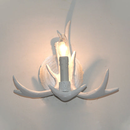 Rynx | 1 Light Exposed Bulb Wall Lamp Traditional White/Wood Resin Wall Lamp Fixture for Hallway