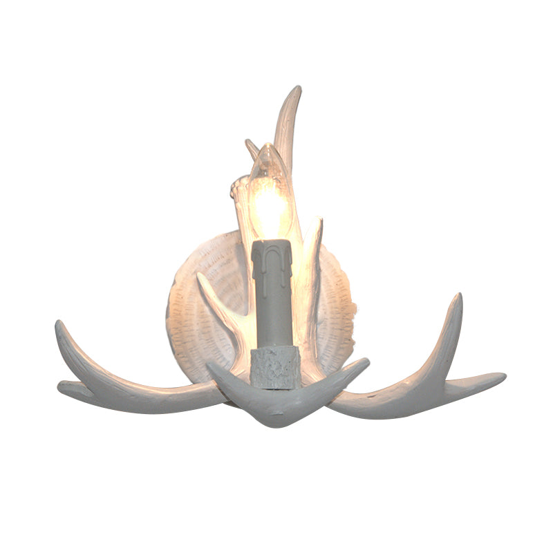 Rynx | 1 Light Exposed Bulb Wall Lamp Traditional White/Wood Resin Wall Lamp Fixture for Hallway
