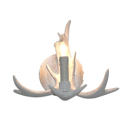 Rynx | 1 Light Exposed Bulb Wall Lamp Traditional White/Wood Resin Wall Lamp Fixture for Hallway