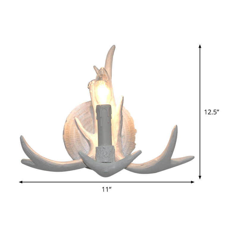 Rynx | 1 Light Exposed Bulb Wall Lamp Traditional White/Wood Resin Wall Lamp Fixture for Hallway