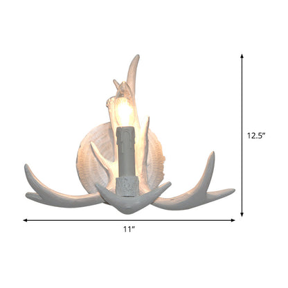 Rynx | 1 Light Exposed Bulb Wall Lamp Traditional White/Wood Resin Wall Lamp Fixture for Hallway