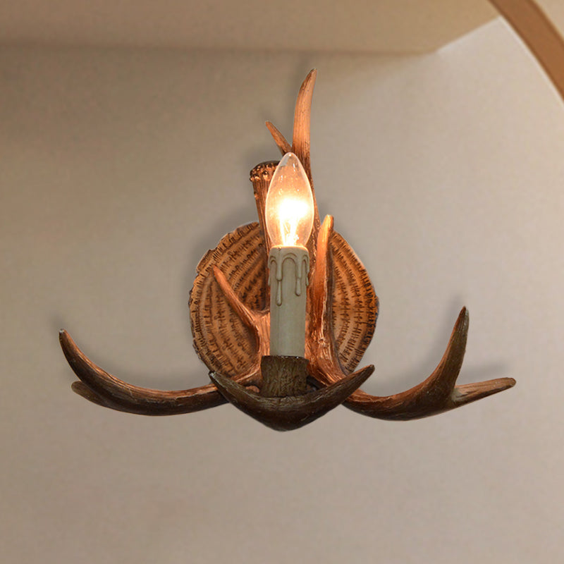 Rynx | 1 Light Exposed Bulb Wall Lamp Traditional White/Wood Resin Wall Lamp Fixture for Hallway
