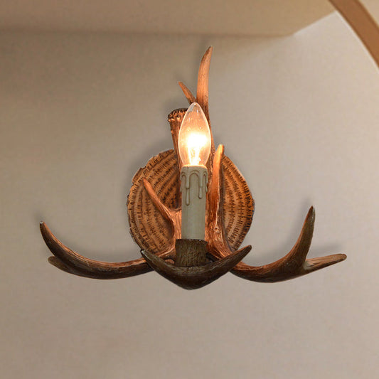 Rynx | 1 Light Exposed Bulb Wall Lamp Traditional White/Wood Resin Wall Lamp Fixture for Hallway