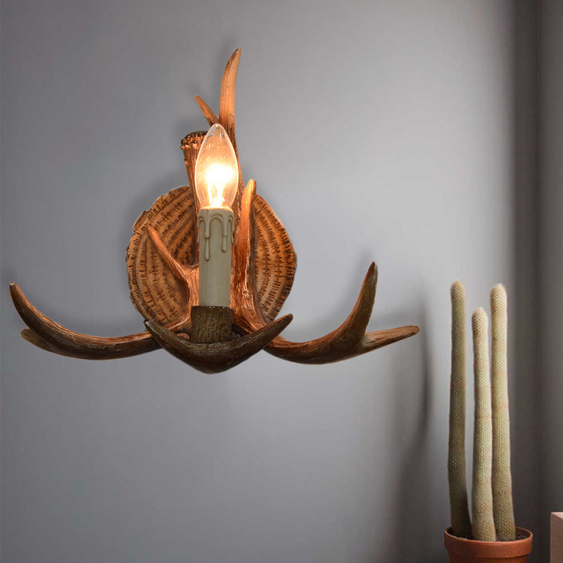 Rynx | 1 Light Exposed Bulb Wall Lamp Traditional White/Wood Resin Wall Lamp Fixture for Hallway