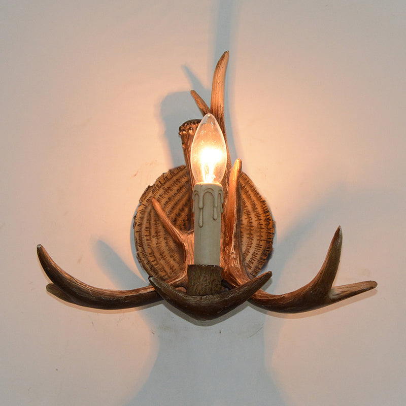 Rynx | 1 Light Exposed Bulb Wall Lamp Traditional White/Wood Resin Wall Lamp Fixture for Hallway