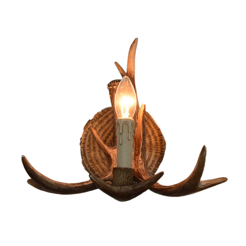 Rynx | 1 Light Exposed Bulb Wall Lamp Traditional White/Wood Resin Wall Lamp Fixture for Hallway