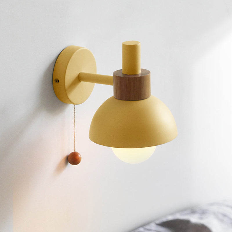 Rynx | 1 Head Nightstand Wall Lamp Macaron White/Pink/Yellow Scone Light Arrangement with Curved Metal Shade
