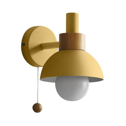 Rynx | 1 Head Nightstand Wall Lamp Macaron White/Pink/Yellow Scone Light Arrangement with Curved Metal Shade