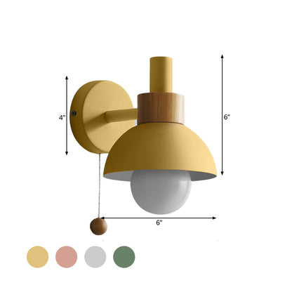 Rynx | 1 Head Nightstand Wall Lamp Macaron White/Pink/Yellow Scone Light Arrangement with Curved Metal Shade