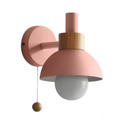 Rynx | 1 Head Nightstand Wall Lamp Macaron White/Pink/Yellow Scone Light Arrangement with Curved Metal Shade