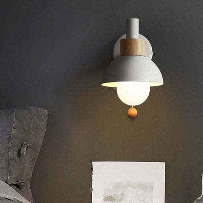 Rynx | 1 Head Nightstand Wall Lamp Macaron White/Pink/Yellow Scone Light Arrangement with Curved Metal Shade