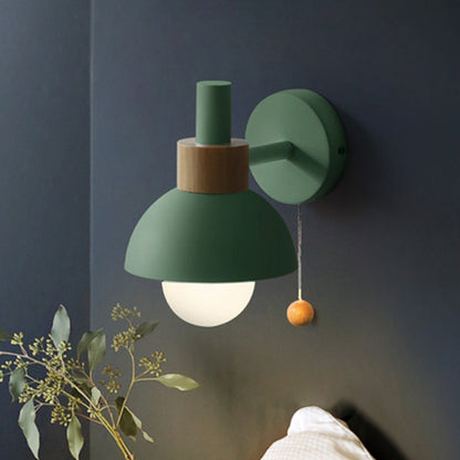 Rynx | 1 Head Nightstand Wall Lamp Macaron White/Pink/Yellow Scone Light Arrangement with Curved Metal Shade