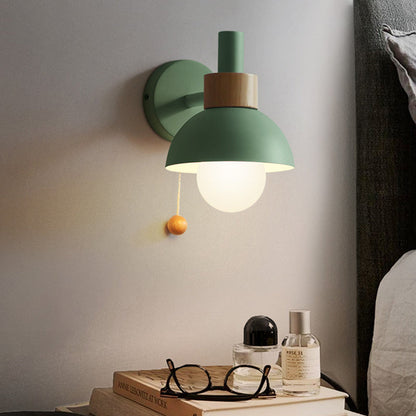 Rynx | 1 Head Nightstand Wall Lamp Macaron White/Pink/Yellow Scone Light Arrangement with Curved Metal Shade