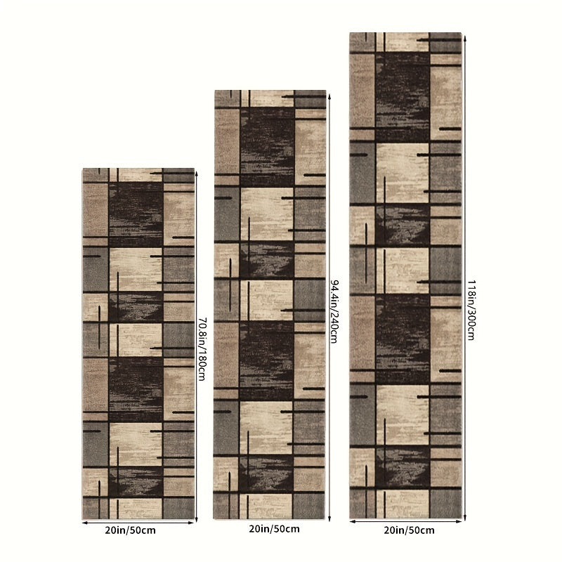 Rynx | Geometric Absorbent Non-Slip Rugs – Stain-Resistant, Waterproof Long Strip Floor Mat, Nordic Corridor Carpet, Anti-Skid Foyer and Hallway Rug, Modern Home Decor
