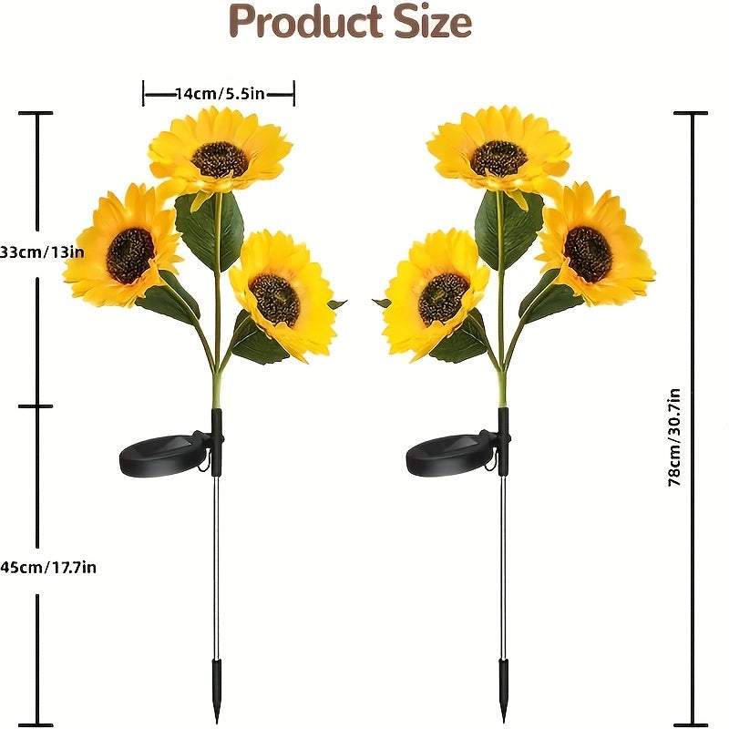 Rynx | SolarBloom - Sunflower LED Garden Lighting with 3 Heads, Waterproof