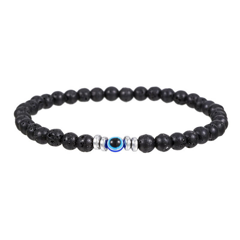 RYNX | Made 4mm Natural Stone Bracelet with Evil Eye - Thor Edition for Men Lava stone