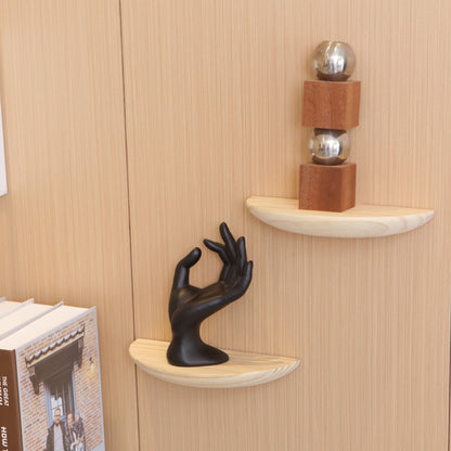 Rynx | WoodArc - Set with 2 Half-Round Wooden Floating Shelves for Wall Decoration and Storage