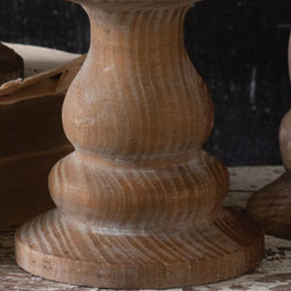 Rynx | Natural wood pillar candle holders, set of 3