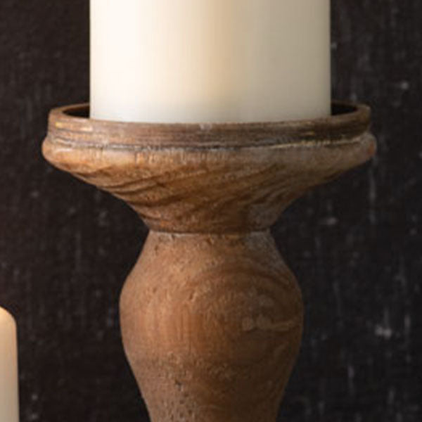 Rynx | Natural wood pillar candle holders, set of 3