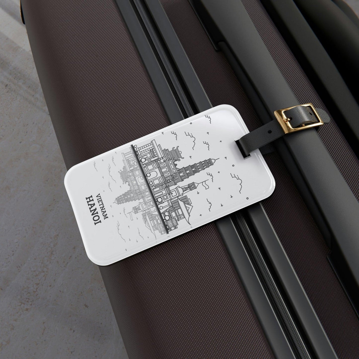 Rynx | Vietnam Elegant Luggage Tag: Stylish Acrylic Tag with Leather Strap
