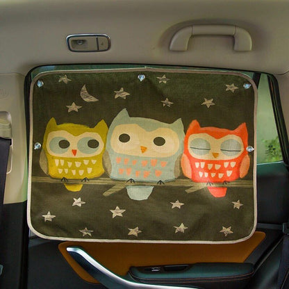 Rynx | Cute Cartoon Linen Car Sun Shade Curtain for Windshield and Side Windows - 70cm x 50cm