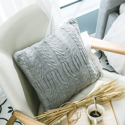 Rynx | Elegant Gray Knitted Pattern Decorative Pillowcase