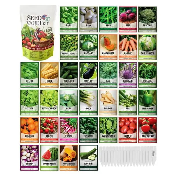 Rynx | 35 Seed Set with over 16,000 Vegetable Seeds (35 Free Plant Labels)