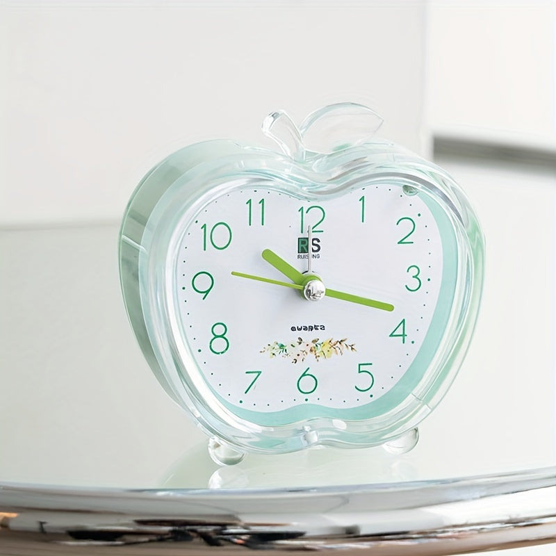 Rynx | Crystal Apple Design Alarm Clock with Built-in Night Light - Stylish, Battery-operated, Round and Modern Design