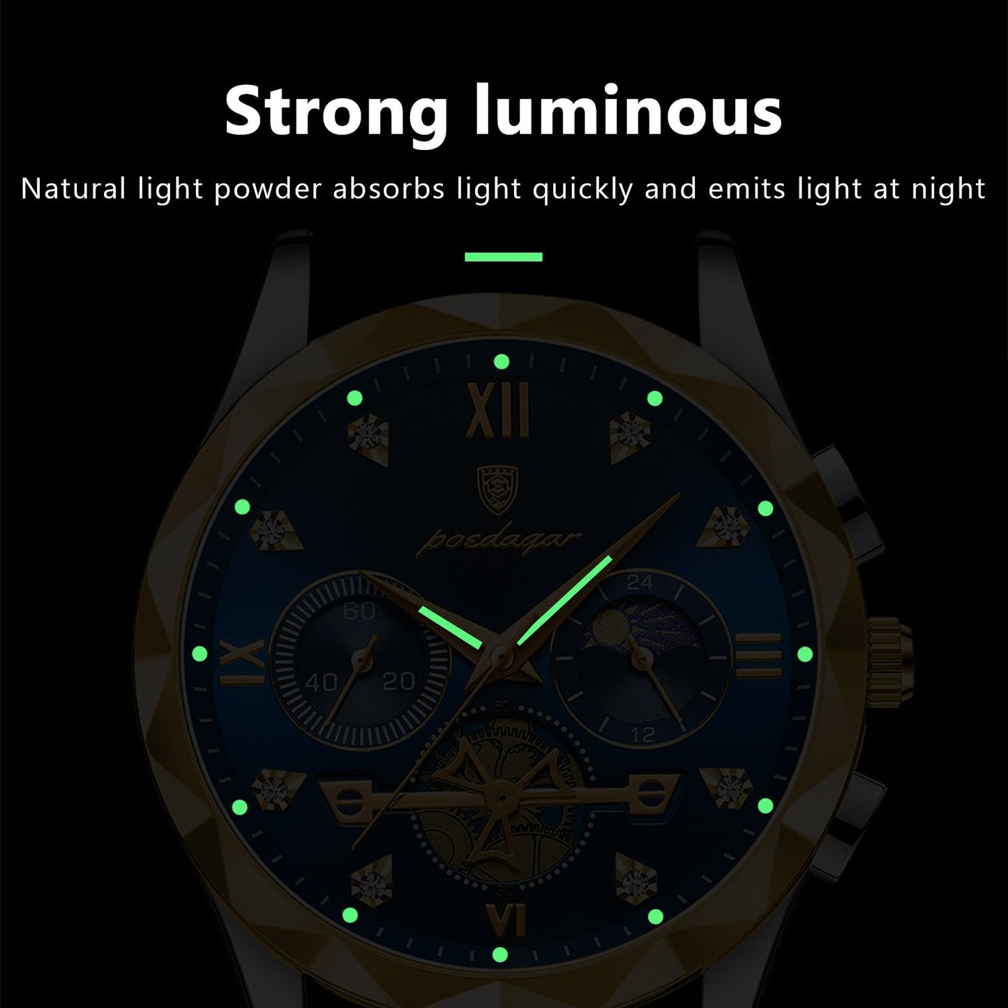 Rynx | Luxurious waterproof men's chronograph with stainless steel bracelet