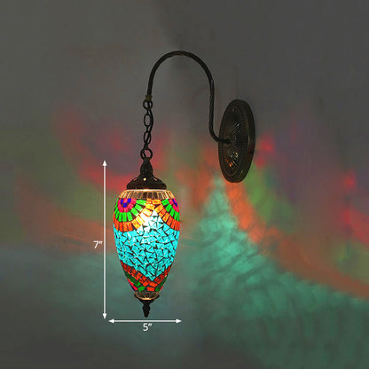 Rynx | 1 Light Cut Glass Wall Lighting Traditional Red/Orange/Green Teardrop Living Room Wall Lamp Fixture