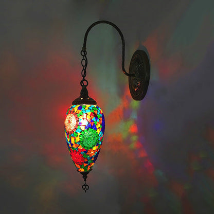 Rynx | 1 Light Cut Glass Wall Lighting Traditional Red/Orange/Green Teardrop Living Room Wall Lamp Fixture