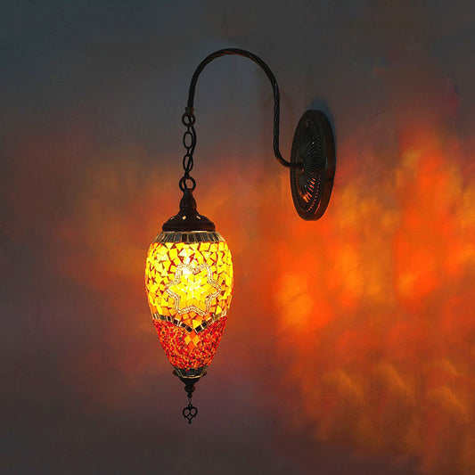 Rynx | 1 Light Cut Glass Wall Lighting Traditional Red/Orange/Green Teardrop Living Room Wall Lamp Fixture