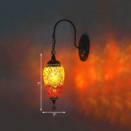 Rynx | 1 Light Cut Glass Wall Lighting Traditional Red/Orange/Green Teardrop Living Room Wall Lamp Fixture