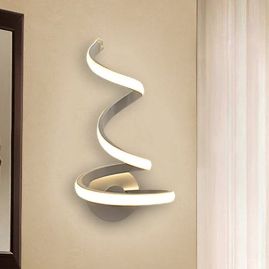 Rynx | LED Dining Room Wall Light Modernist White Wall Mounted Lamp with Spiral Acrylic Shade