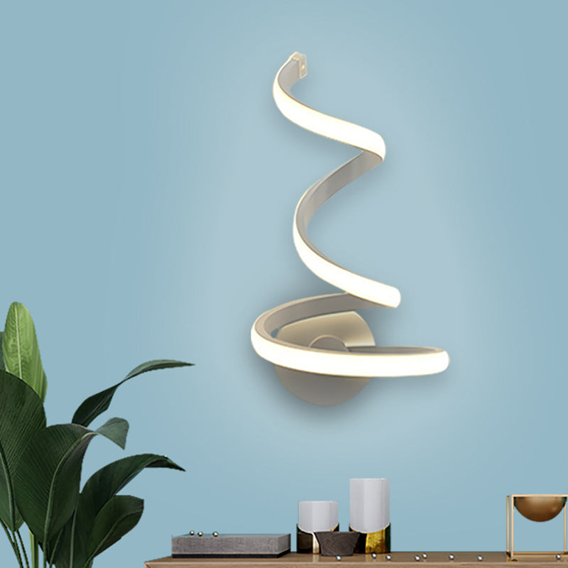 Rynx | LED Dining Room Wall Light Modernist White Wall Mounted Lamp with Spiral Acrylic Shade