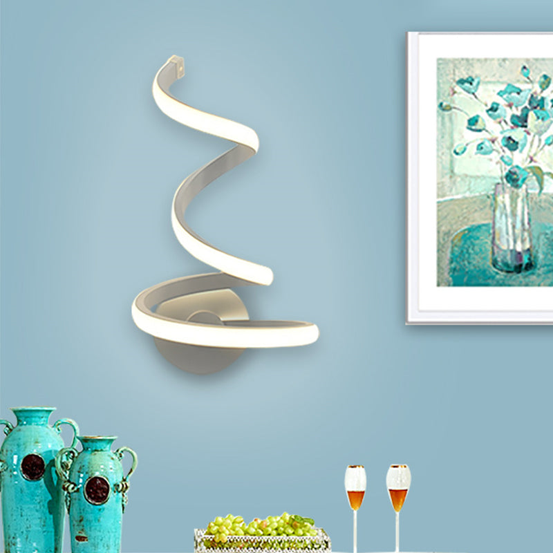 Rynx | LED Dining Room Wall Light Modernist White Wall Mounted Lamp with Spiral Acrylic Shade