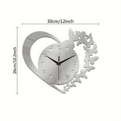 Rynx | Silent Heart-Shaped Acrylic Wall Clock - Frameless Love Design for Living Room, Bedroom & Office