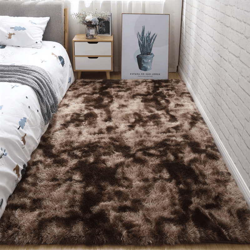Rynx | 1pc Soft Plush Area Rug - Non-Slip Fuzzy Shaggy Bedside Carpet, Tie-Dyed Living Room Rug, Pet Friendly, Bedroom and Home Decor