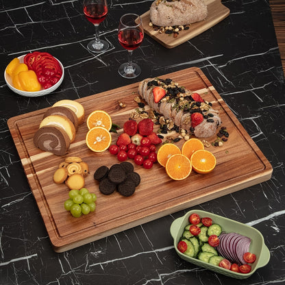 Rynx | XXL Acacia Extra Large Cutting Board – Premium Kitchen Chopping Board for Meal Prep, Cheese Serving, and Food Presentation – Durable, Easy to Clean, Crack & Scratch Resistant